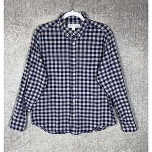 Old Navy Everyday Long Sleeve Regular Fit Oxford Shirt Men Size Large Blue Check
